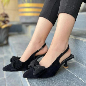 SUEDE BOW HEELS