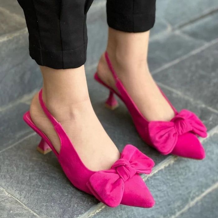 SUEDE BOW HEELS